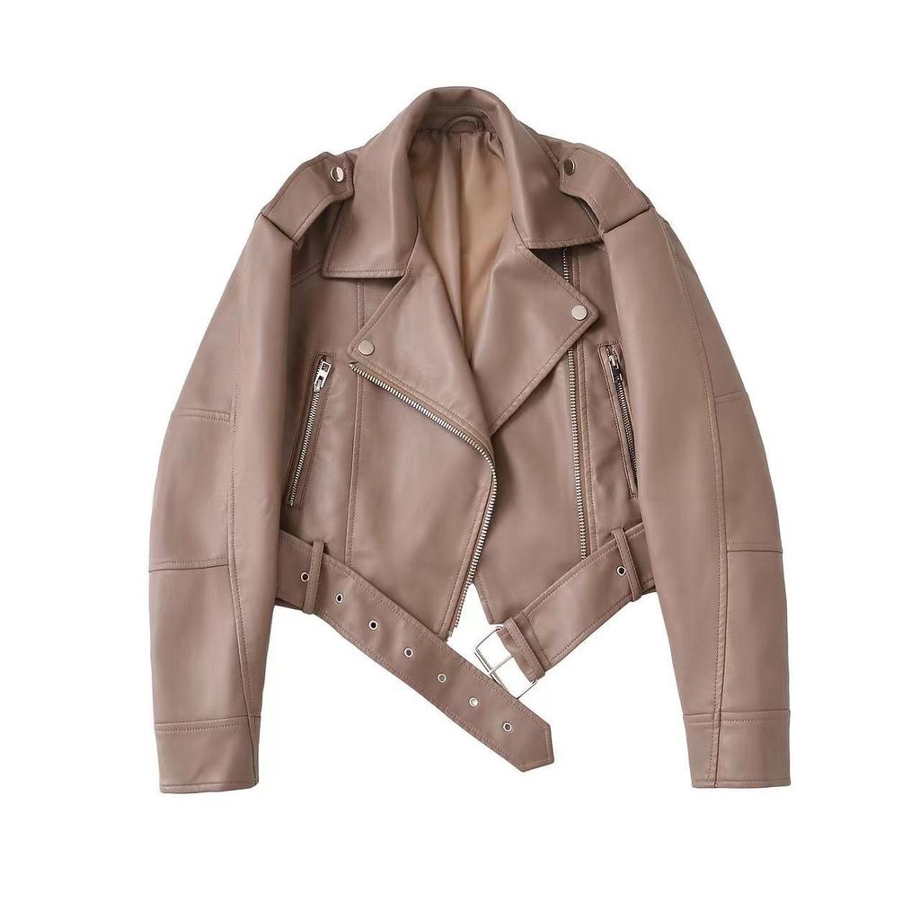 Мотоциклетная куртка из искусственной кожи европейско-американского стиля осень/весна 2025