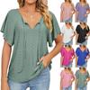 Женская мода весна/лето однотонная свободная повседневная футболка с v-образным вырезом на шнуровке и коротким рукавом