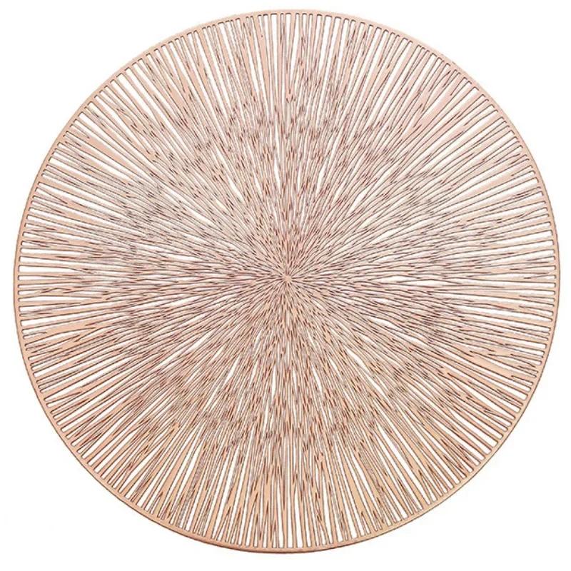 Круглые салфетки под приборы, золотистые металлические салфетки под приборы, 15 дюймов, ПВХ-украшение, легко моющиеся, нескользящие, устойчивые к пятнам, термостойкие салфетки под приборы