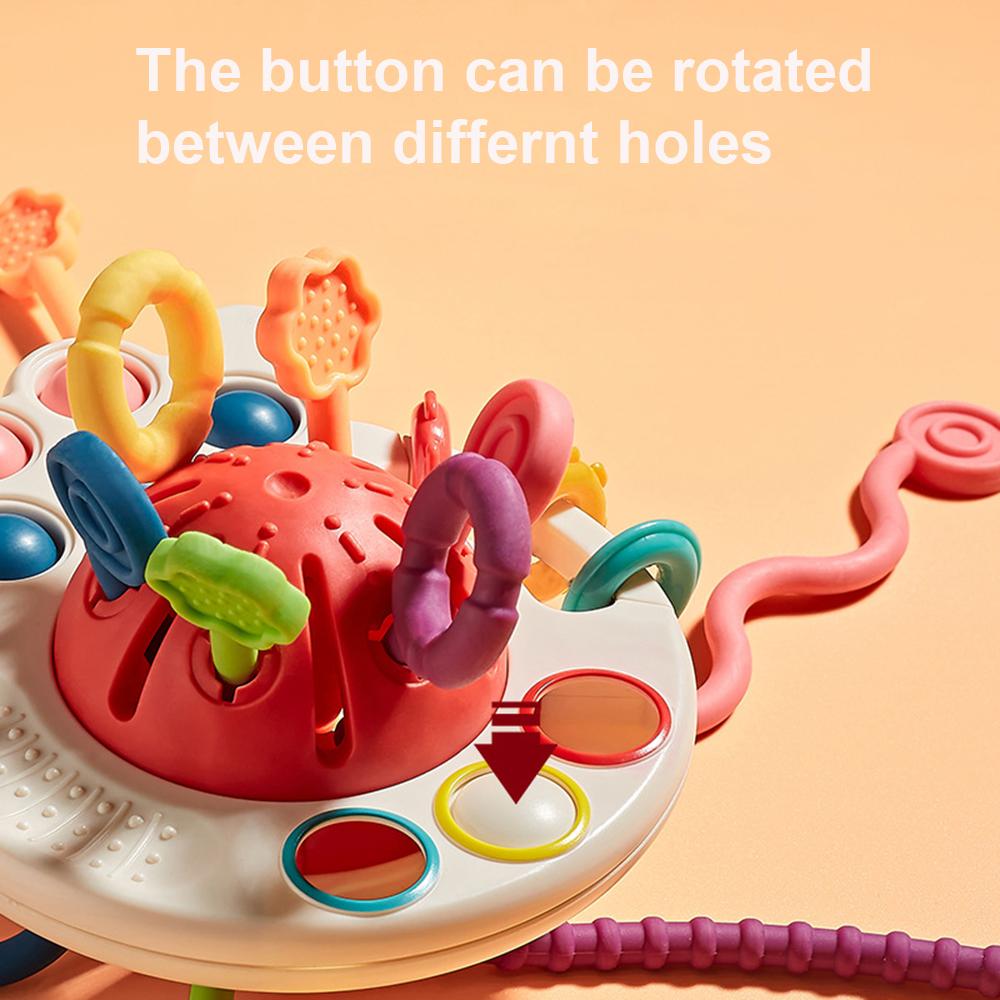 Pull String Toy for Baby Montessori Toys Sensory Toys for Toddlers Food Grade Silicone Baby Toys 6 to 12 Months First Brithday Gift for Boys Girls