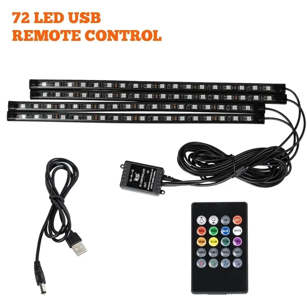 Неоновая 36 48 72 LED Подсветка Салона Автомобиля, Комплект Подсветки Ног, Подсветка, Пульт, Управление Приложением, Управление Музыкой, Авто RGB Атмосферная Декоративная Лампа