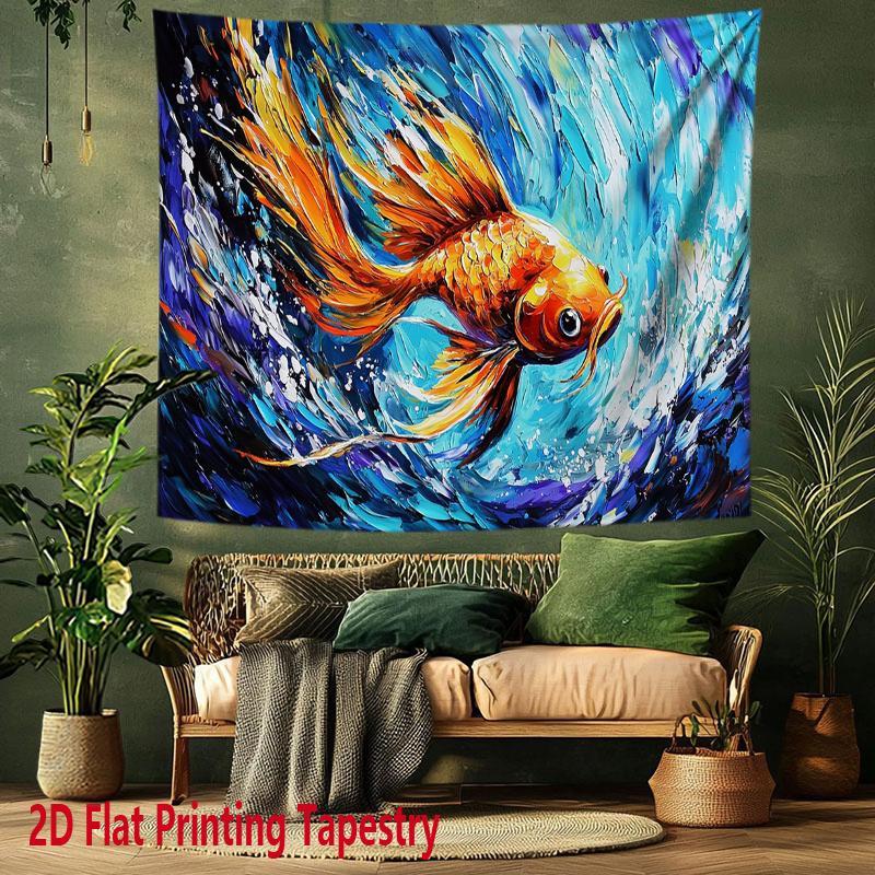 scene of goldfish underwater Digital printing polyester wall tapestry suitable for use living rooms bedrooms offices bars party