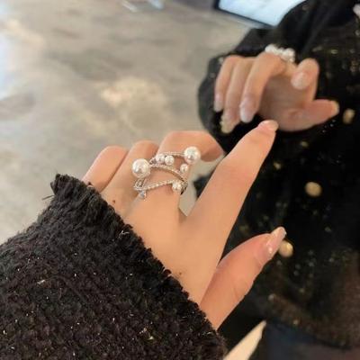 Кольцо женское модное индивидуальное кольцо с бриллиантами и жемчугом Открытие прилива Холодный ветер указательный палец кольцо