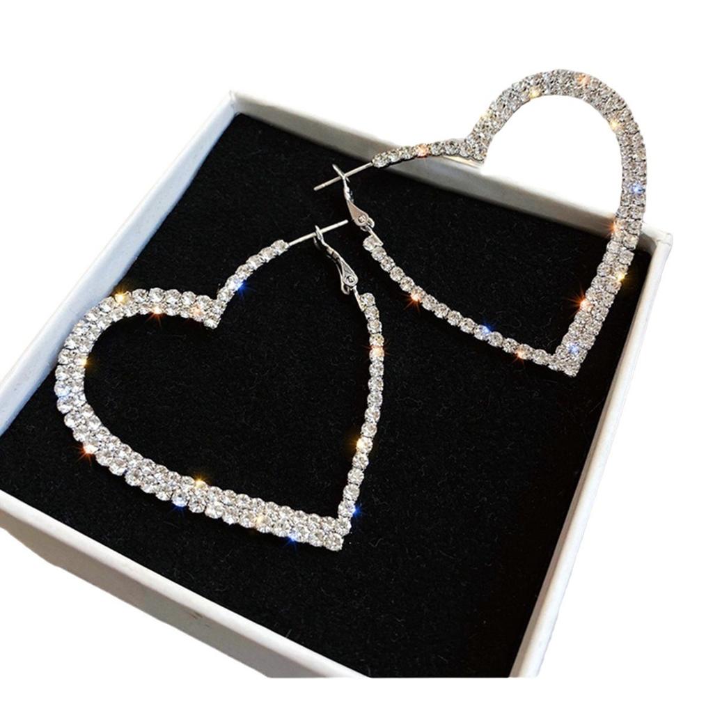 Нежные блестящие серьги-кольца в форме сердца с кристаллами и стразами для женщин и девушек, персонализированные серьги для банкета, юбилейные, с цирконом6165
