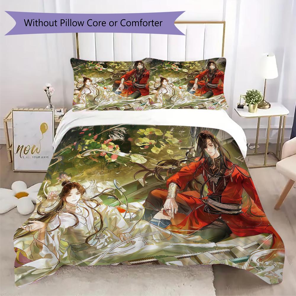 1PC Heaven Official's Blessing Bedding Quilt Set Quilt Cover Pillowcase Home Decoration Gift (1 * duvet cover + 2 * pillowcase, without core)A1