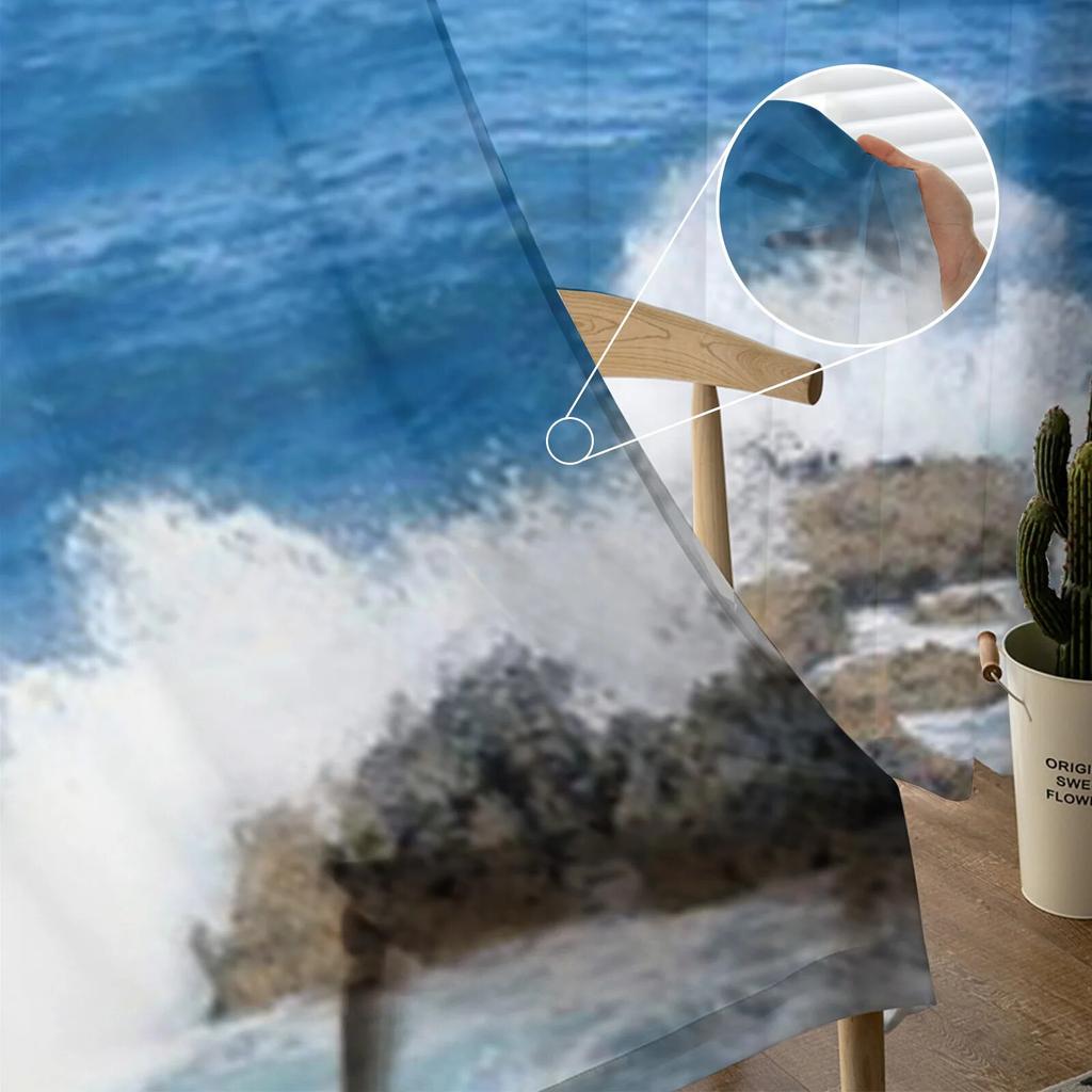 Ветер и волны на пляже, прозрачные шторы для гостиной, детская спальня, тюлевые шторы, кухонные шторы для окон