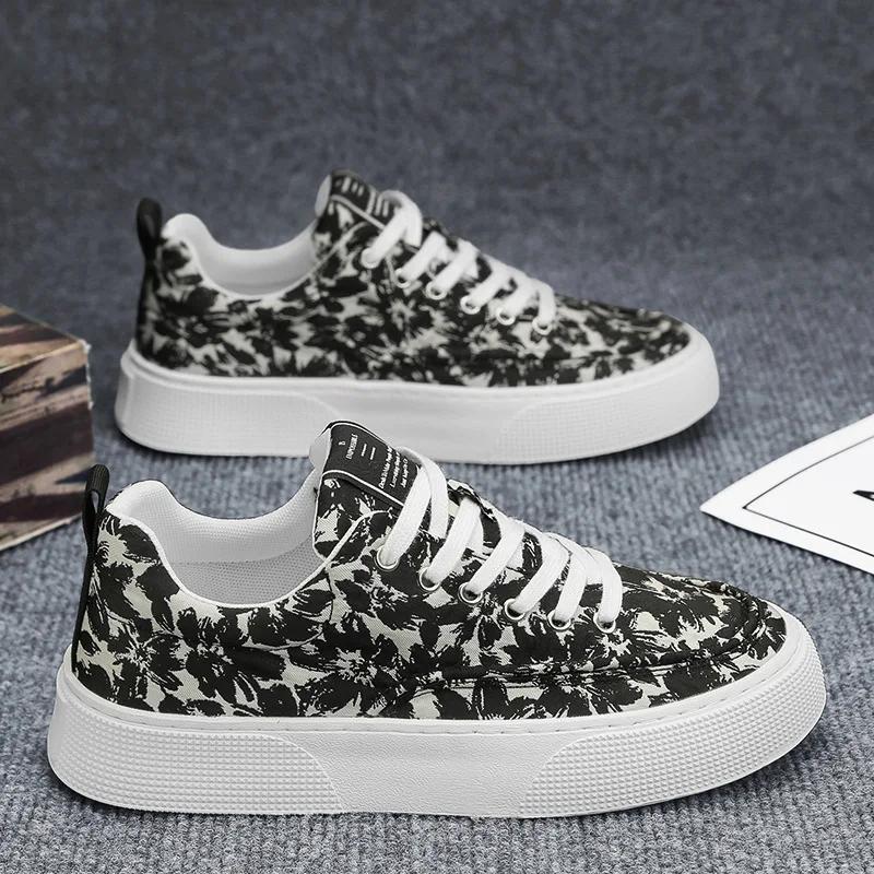 Модная дизайнерская обувь для мужчин, модная повседневная обувь из парусины с принтом, летняя удобная обувь для скейтбординга на шнуровке Zapatos De Hombre