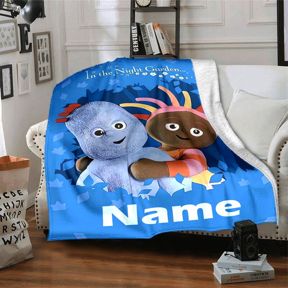 Custom Name In the Night Garden Theme Printed Blanket - Perfect for Couch, Bed, Travel & Outdoor Use | Machine Washable, Cozy & Durable.