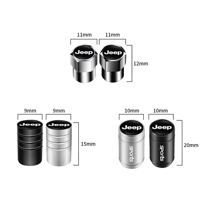 CMZ1 Car Wheel Tire Valve Cap Car Logo Badge Tire Rim Stem Cover for Jeep JPB Renegade Wrangler JK Compass Grand Cherokee Gladiator