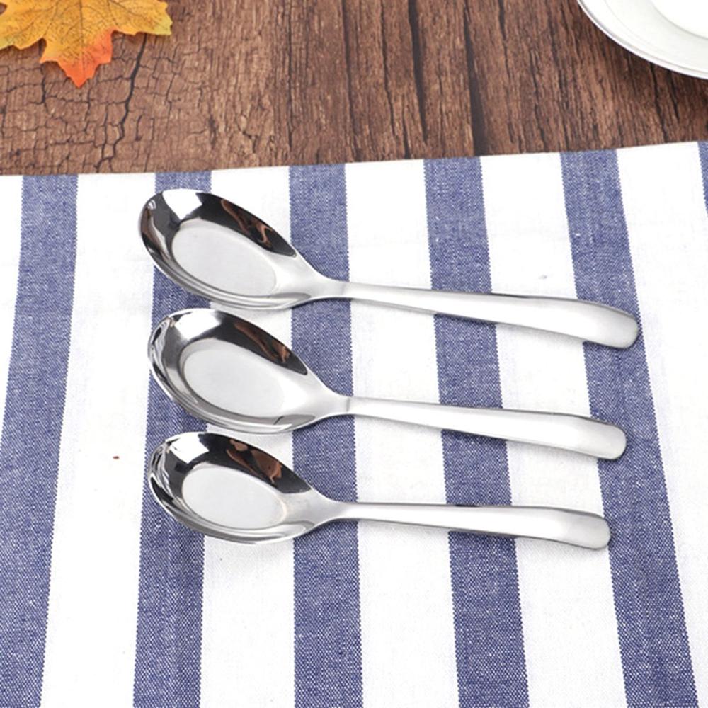 Home Cooking Stainless Steel Kitchen Soup Spoon Flatware Dinner Scoop Tableware