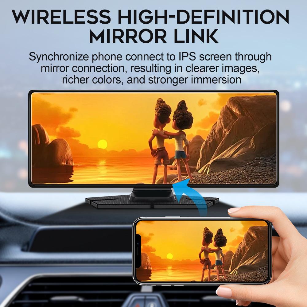 4K HD 10,26 "беспроводной автомобильный навигатор Carplay с двойной записью, видеорегистратор высокой четкости