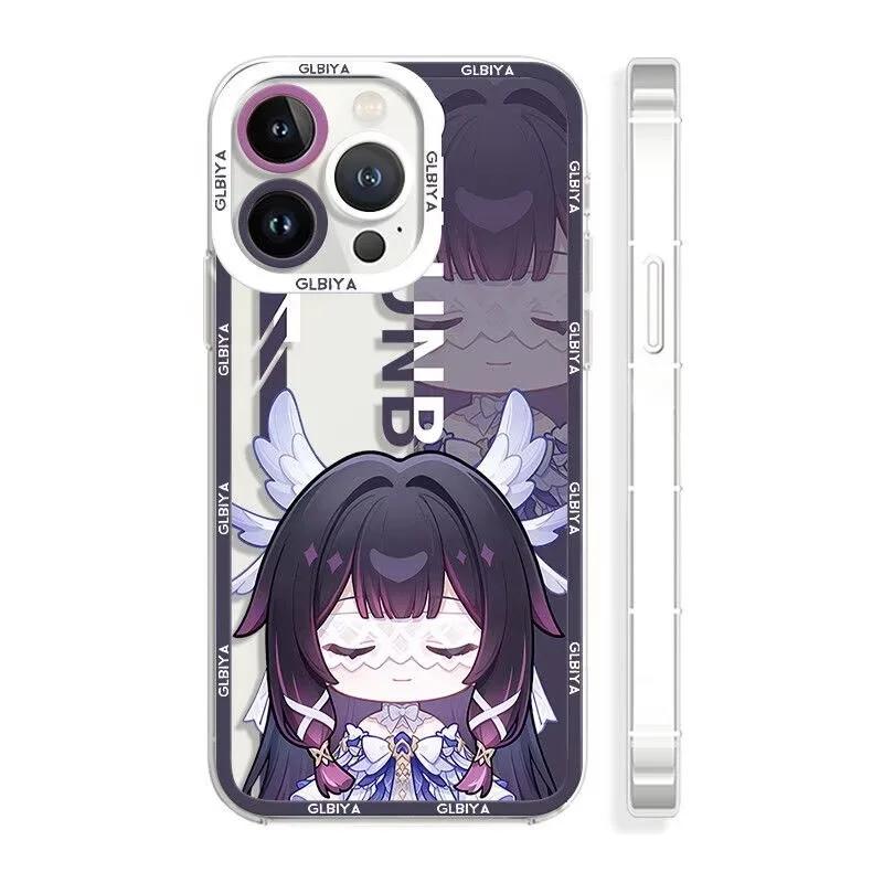 Чехол для телефона Genshin Impact Lauma Flins Columbina для IPhone 11 12 14 15 16 Pro Max Mini X XS Max 7 8 6 6S Plus Прозрачный чехол