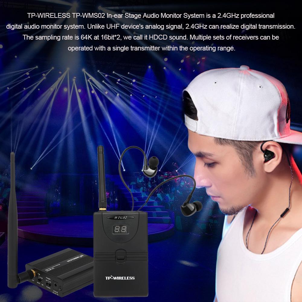 TP-WIRELESS TP-WMS02 Внутриканальная система мониторинга звука на сцене Профессиональная цифровая беспроводная система мониторинга 2,4 ГГц