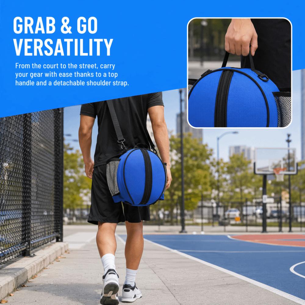 Round Sports Ball Carrier Double Mesh Pockets Ball Storage Bag Basketball Bag Outdoor Sports