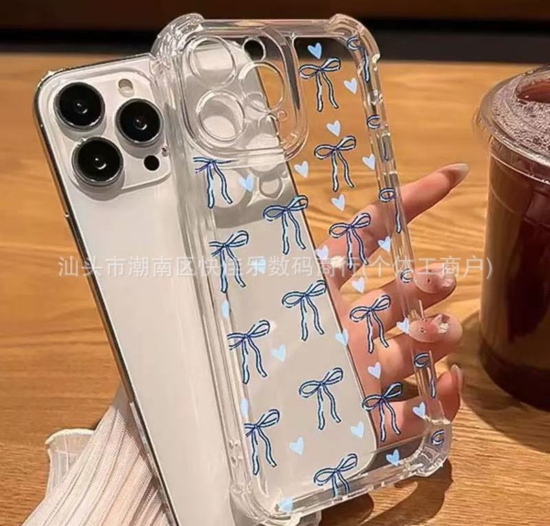 Милый чехол для мобильного телефона с бантом для Apple iPhone11/12/13/14 promax четыре угла защита от падения 15/16
