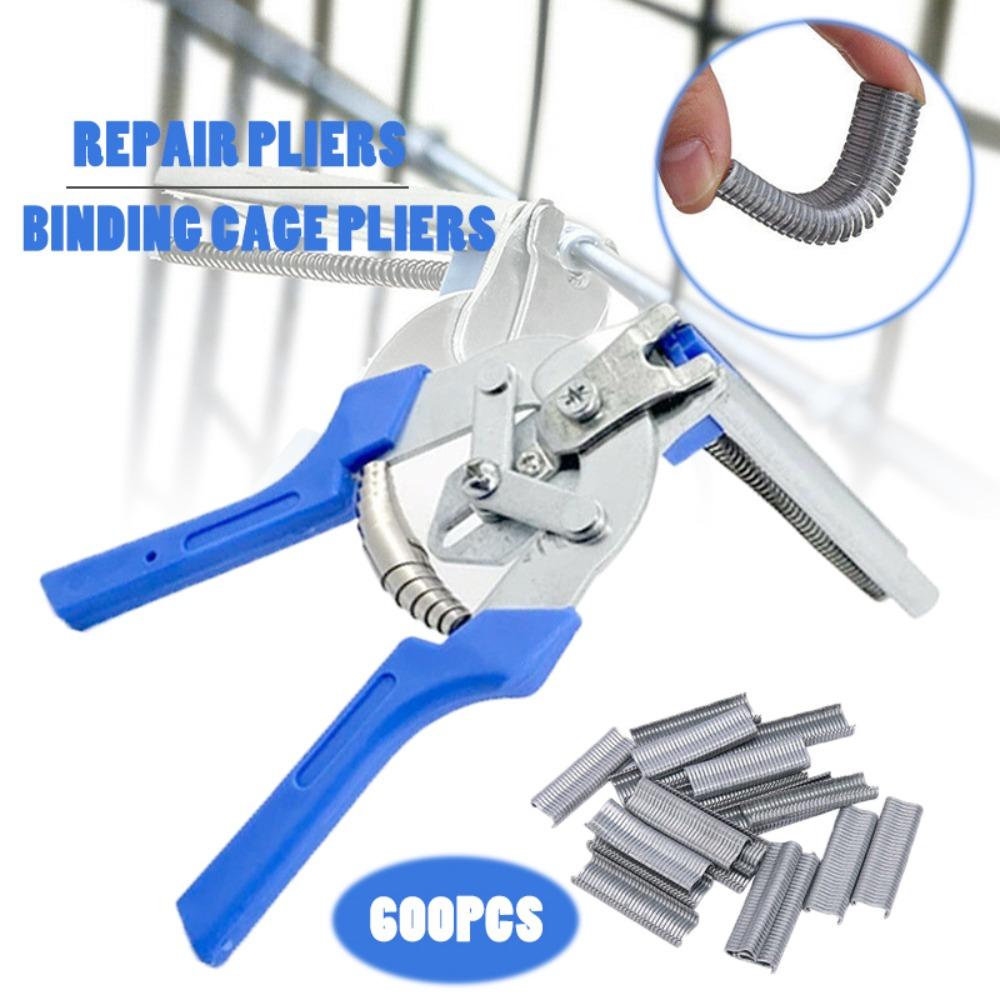 with 600Pcs M Clips Hog Ring Plier Tool M Type Cage Assembly Tongs Cage Binding Pliers Chicken