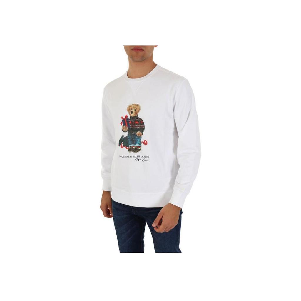 Polo Ralph Lauren Медведь Мультфильм Принт Трикотаж Круглый Вырез Длинный Рукав Толстовка Мужская Толстовка Белый 710853308-028