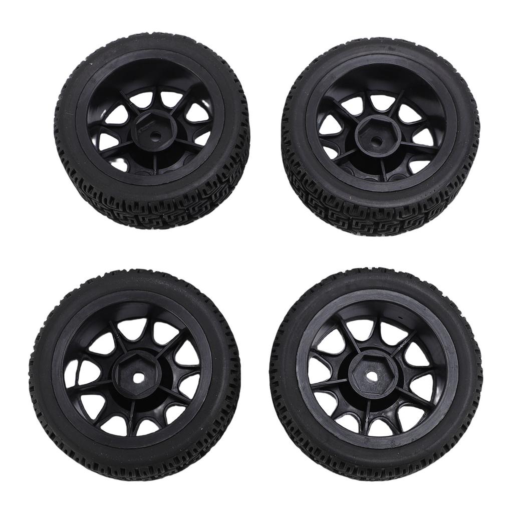 4PCS RC Rally Tires Fit for Tamiya TT01 XV02 70mm 1:10 Scale Plastic Nylon RC Car Wheel Hub Tire Black