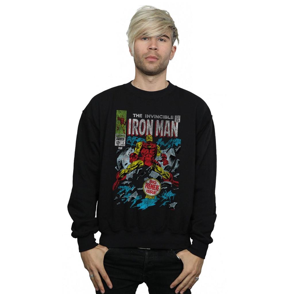 Marvel Mens Invincible Iron Man Distressed Issue One Sweatshirt