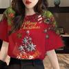 Christmas T-shirt Women's Santa Claus Printed T-shirt Fully Sublimation Fashion T-shirt Top