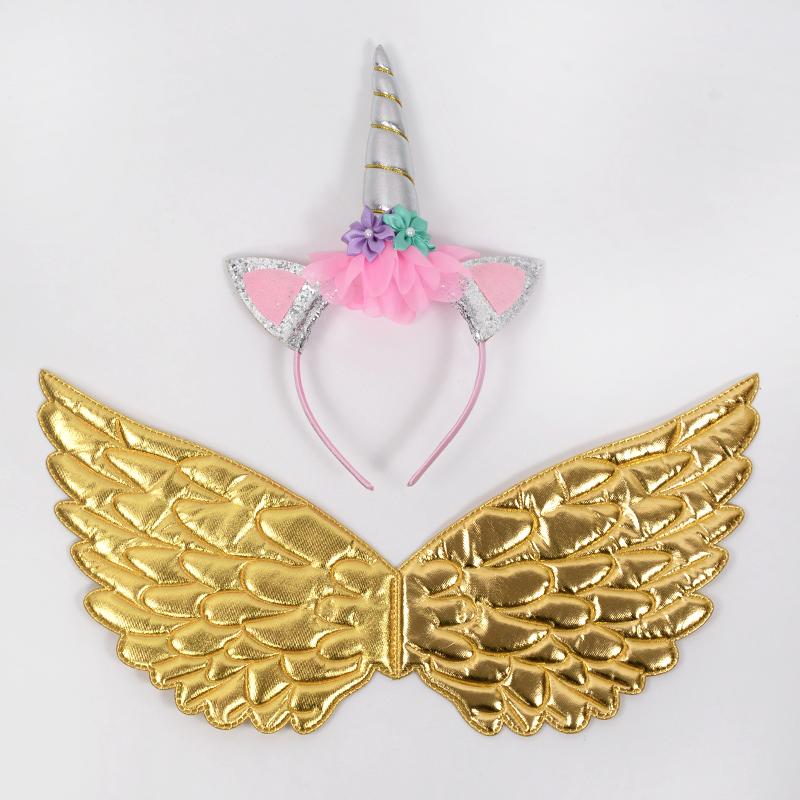 Радужный единорог, крылья ангела, повязка на голову для девочек, тематика единорога, украшения для дня рождения, детский подарок, реквизит для косплея феи