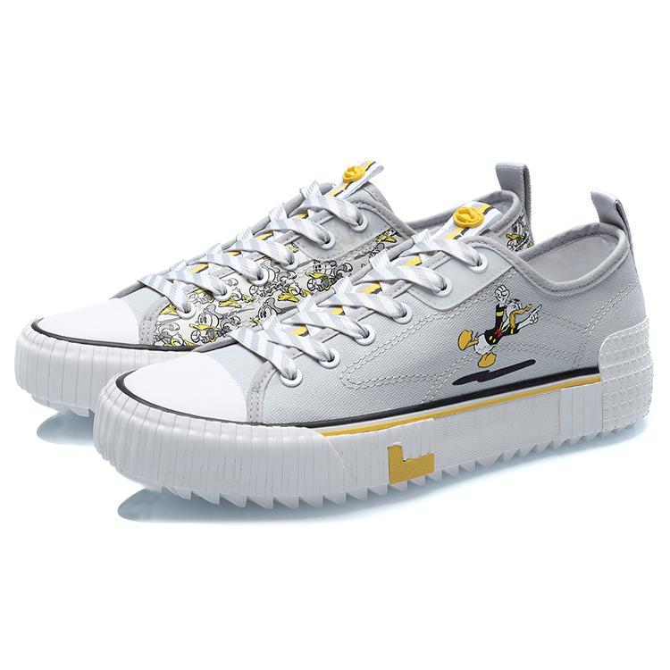 Disney x Li Ning Дышащие Нескользящие Амортизирующие Низкие Кеды для Скейтборда Унисекс Серый Белый AGCR177-3