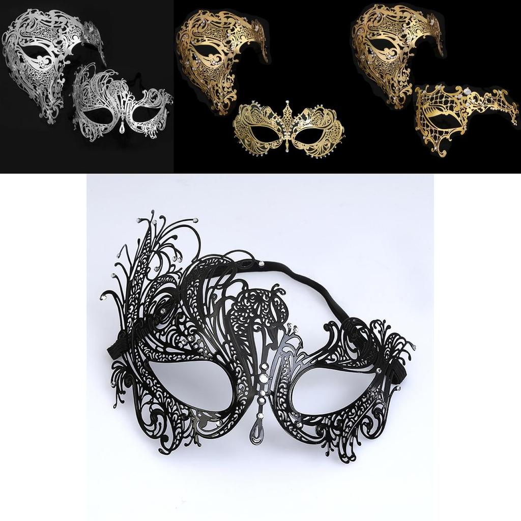 Металлическая маска-полулицо с блестящими украшениями для свадеб, Хэллоуина и мероприятий