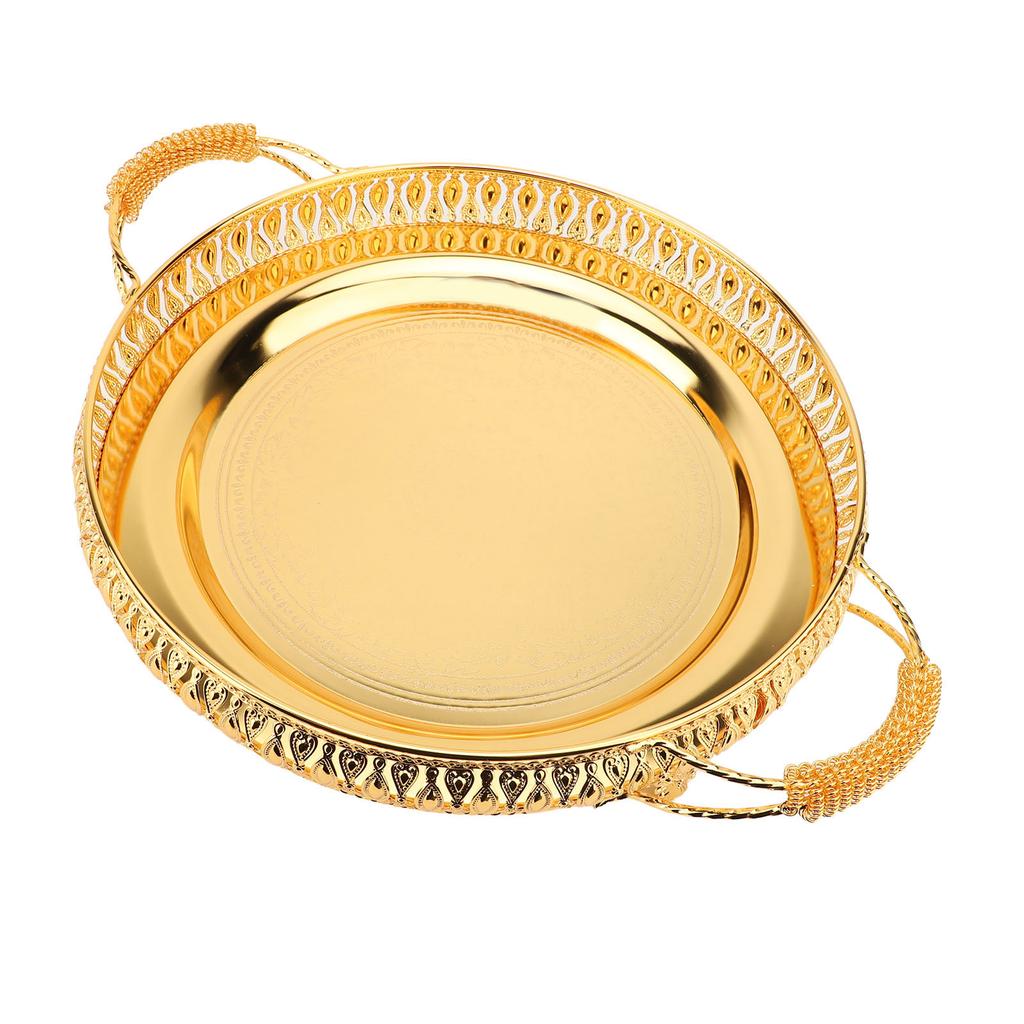Поднос для сервировки чая в винтажном стиле, многофункциональный европейский поднос с ручками для фруктов и еды