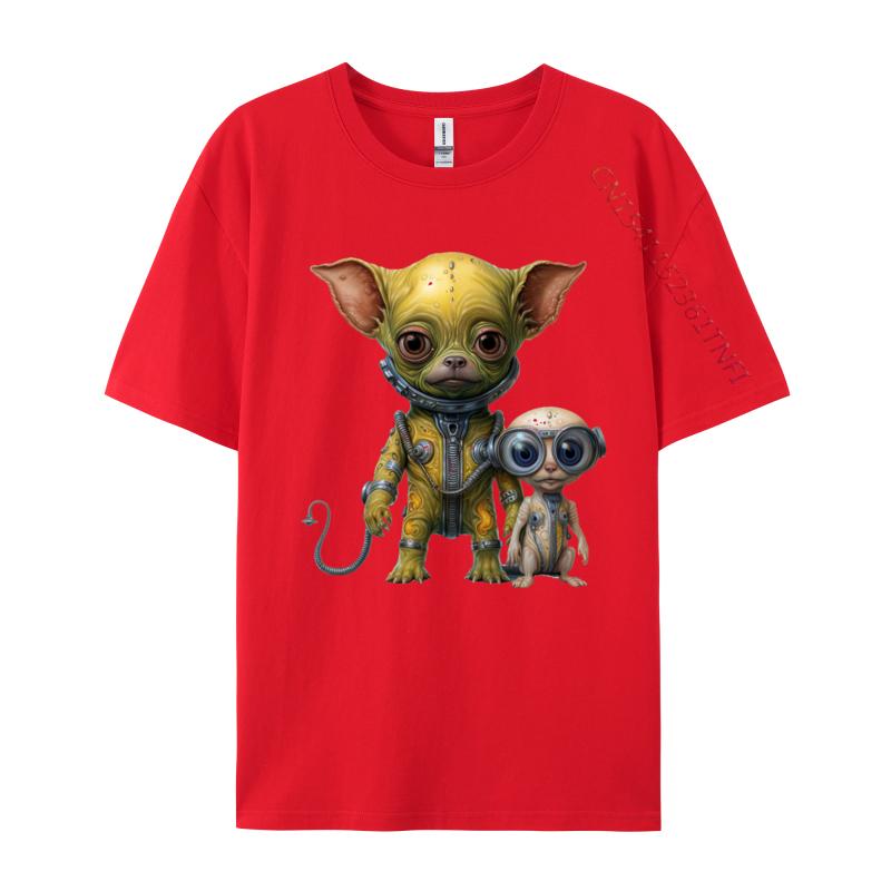 Alien Cat And Friend T Shirt Astro Funny Gift Tops Tees Brand Casual Cotton Men T Shirts Brand T Shirt