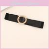 Summer Fashion Faux Leather Waist Belt With Round Closure And Metal Buckle For Dresses