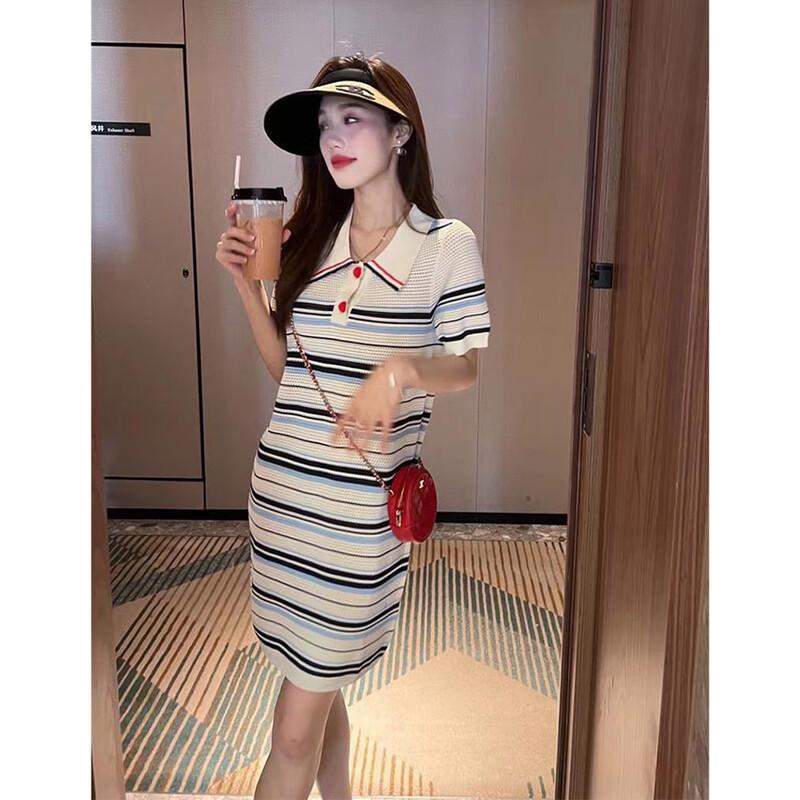 Women's Elegant Knit Polo Midi Dress