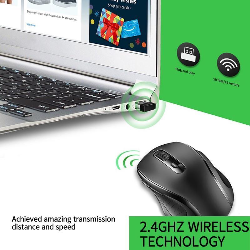1 шт., 2,4 ГГц, беспроводная батарея, мышь, портативная эргономичная компьютерная бесшумная мышь, аксессуары для настольных ноутбуков