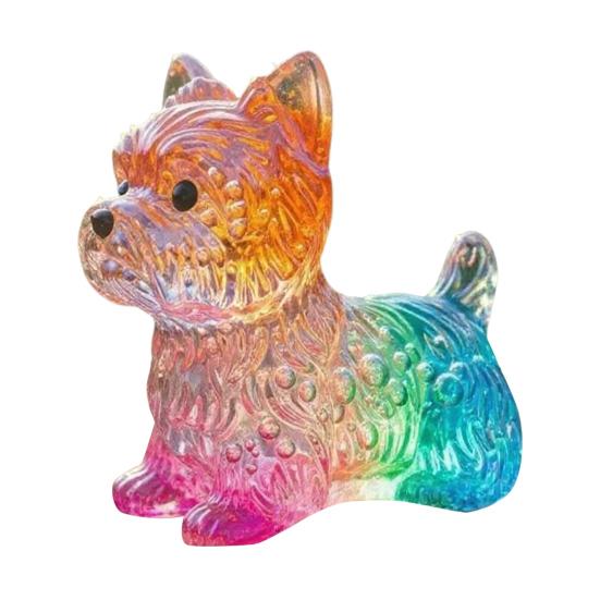Юшэн Цветные Стеклянные Украшения Собаки Радужный Градиент Фигурки Щенков Декоративная Скульптура Собаки Подарок на Праздники Дни Рождения
