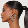 Long geometric triangle earrings retro high-end earrings gold hollow earrings silver