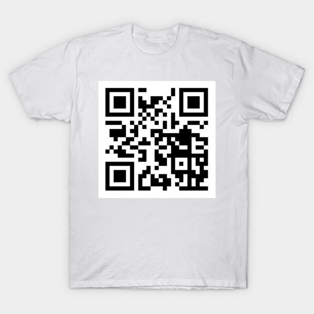Азиатский размер Мужская черная футболка с принтом Rick Roll QR-код Печать без вырезания Хлопковая футболка