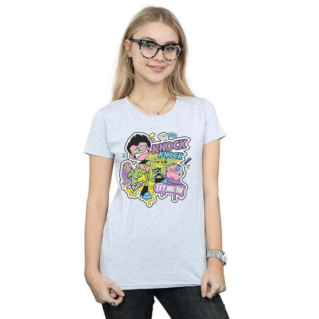 DC Comics Womens/Ladies Teen Titans Go Knock Knock Cotton T-Shirt