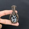 Unique Snowflake Obsidian Gemstone Handmade Pure Copper Wire Wrapped Pendant Jewelry