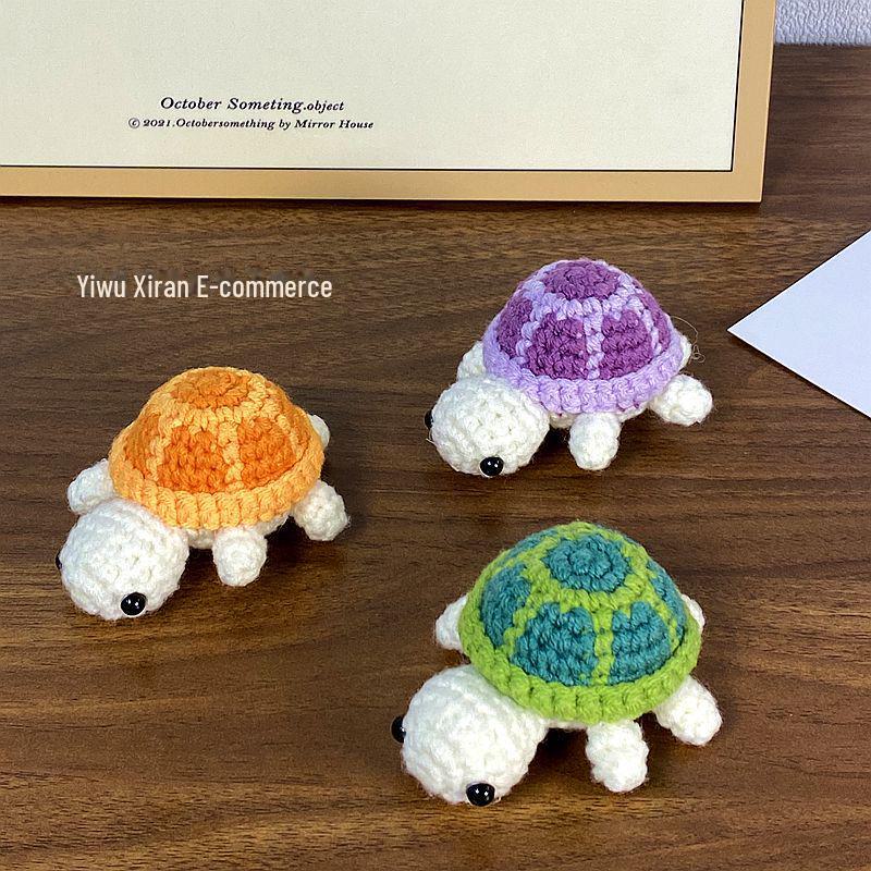 Милый брелок для ключей в виде черепахи, связанный крючком - мини-сумка из шерсти с рисунком