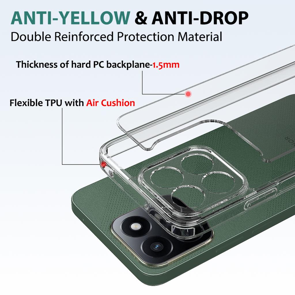 Прозрачный чехол для телефона Honor X6c 4G, противоударная задняя крышка из ТПУ+Акрила