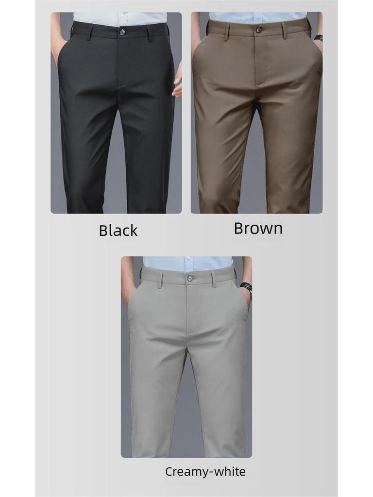 Men's Summer Business Casual Ice Silk Straight-Leg Trousers