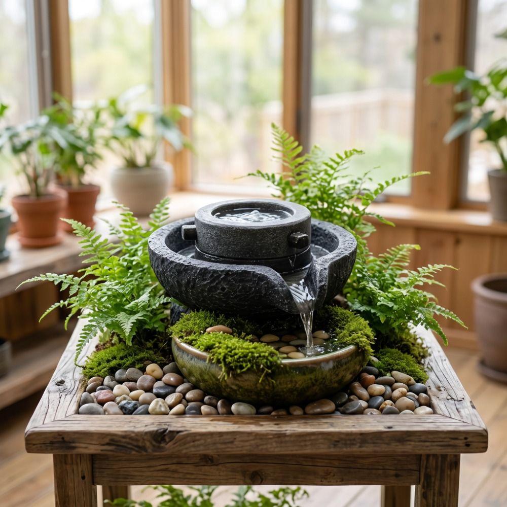 Resin Fish Tank Mini Water Mill Circulating Waterfall Waterfall Fountain Decor Garden Decor