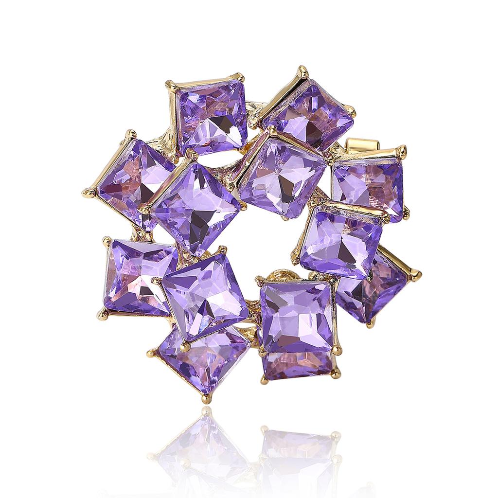 Simple Retro Rhinestone Double Ring Brooch Brooch Creative Personality Women'S Clothing Corsage Jewelry Pin