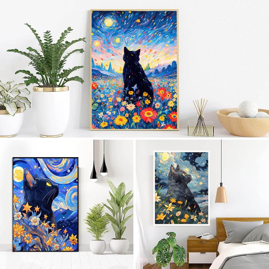 LEADINTOP Diamond Art 4 шт. Квадратные бусины Кошка 30x40 см Алмазная живопись Квадратные бусины Квадратный художественный набор Мозаика Искусство Бисерное искусство Популярное Дети Взрослые