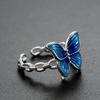 Adjustable Butterfly Ring Women Men Vintage Enamel Copper Jewelry Retro Open Band Statement Piece