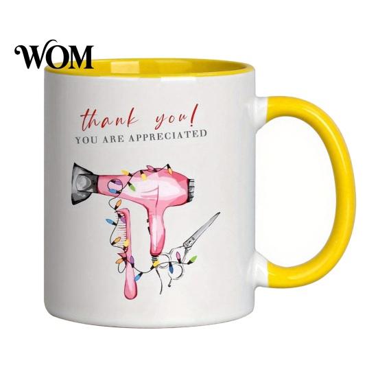 Safe Drinking Mug Hairdresser Coffee Cup, Large Capacity Ceramic Mug, Office Cup Size with Comfortable Handle Microwave