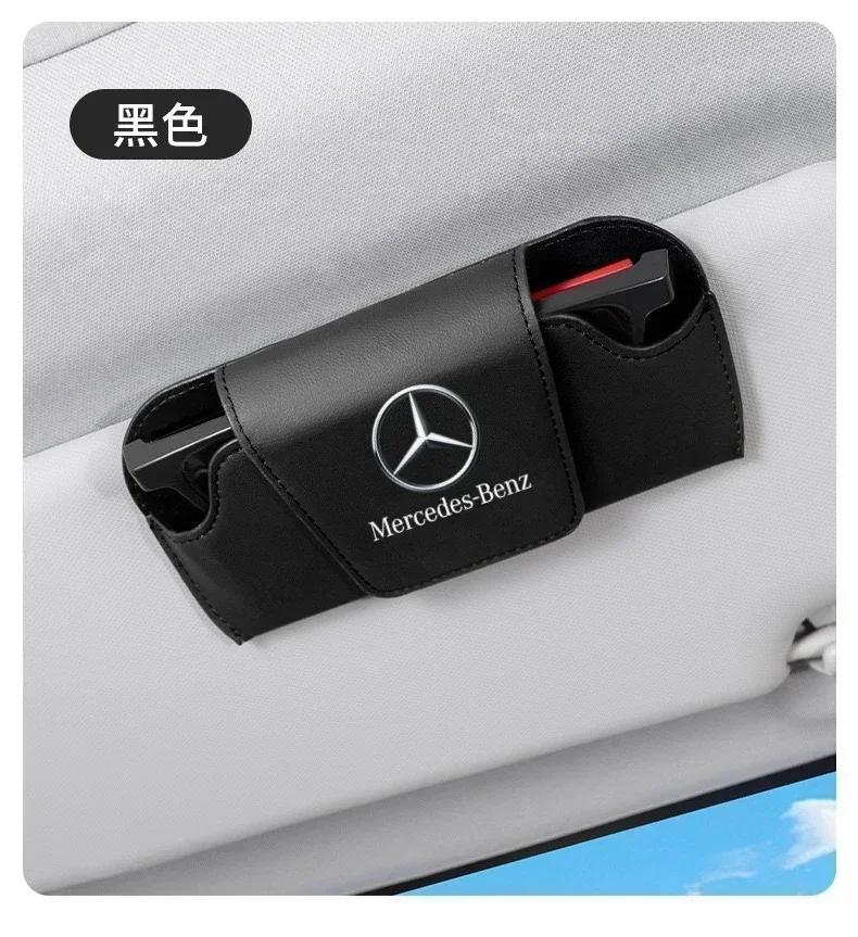 CQX1 Car Logo Glasses Case Sun Visor Sunglasses Card Organizer Box For Mercedes Benz AMG W203 W206 W220 W205 W211 W212 W201 W210 W108