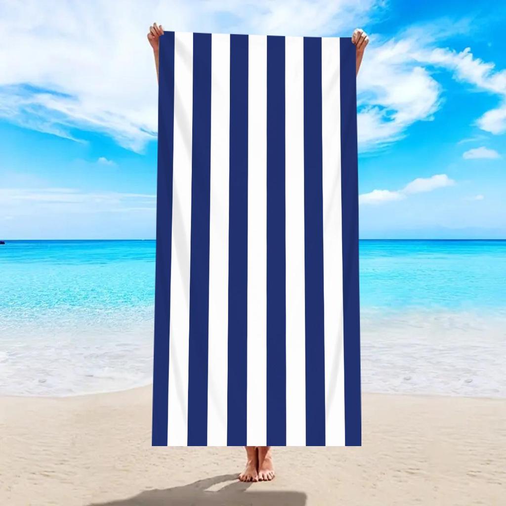 Ultra-Absorbent Striped Beach & Bath Towel - Thick, Soft, Microfiber