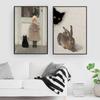 Nursery Cat Print Famous Black Cat Vintage Abstract Canvas Poster Retro Kid Bedroom Wall Art Painting Decoration Pictures
