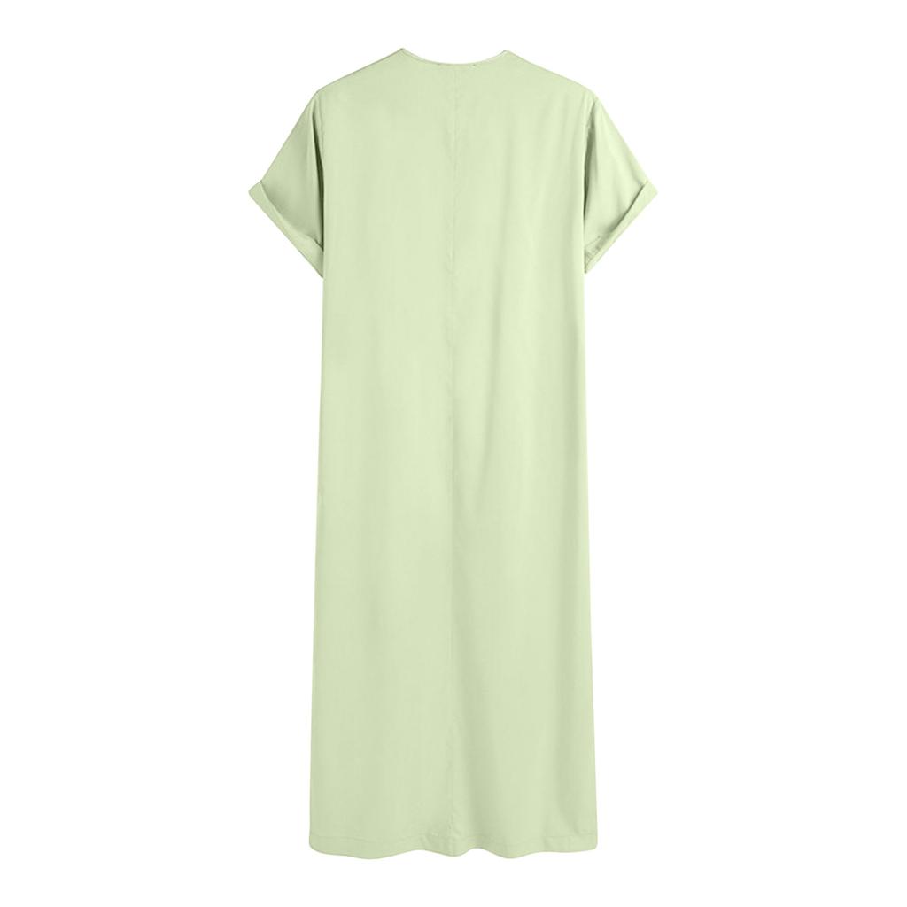 Халат с коротким рукавом Тобе чистый цвет Джубба платья мусульманский кафтан мужской арабский восточный исламский длинный халат средний