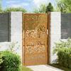 VidaXL Garden Gate Steel Weatherproof Leaf Design, Fence Gate, Outdoor Gate, Metal Gate, 4100967